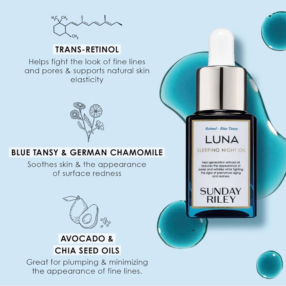 NEW $105 Sunday Riley Luna Retinol Sleeping Anti Aging Night Face Oil 1.18 Fl Oz - Picture 4 of 7